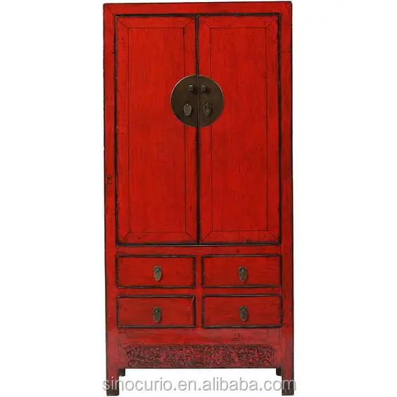 Chinese Antique Reproduction Solid Wood Painted Wardrobe