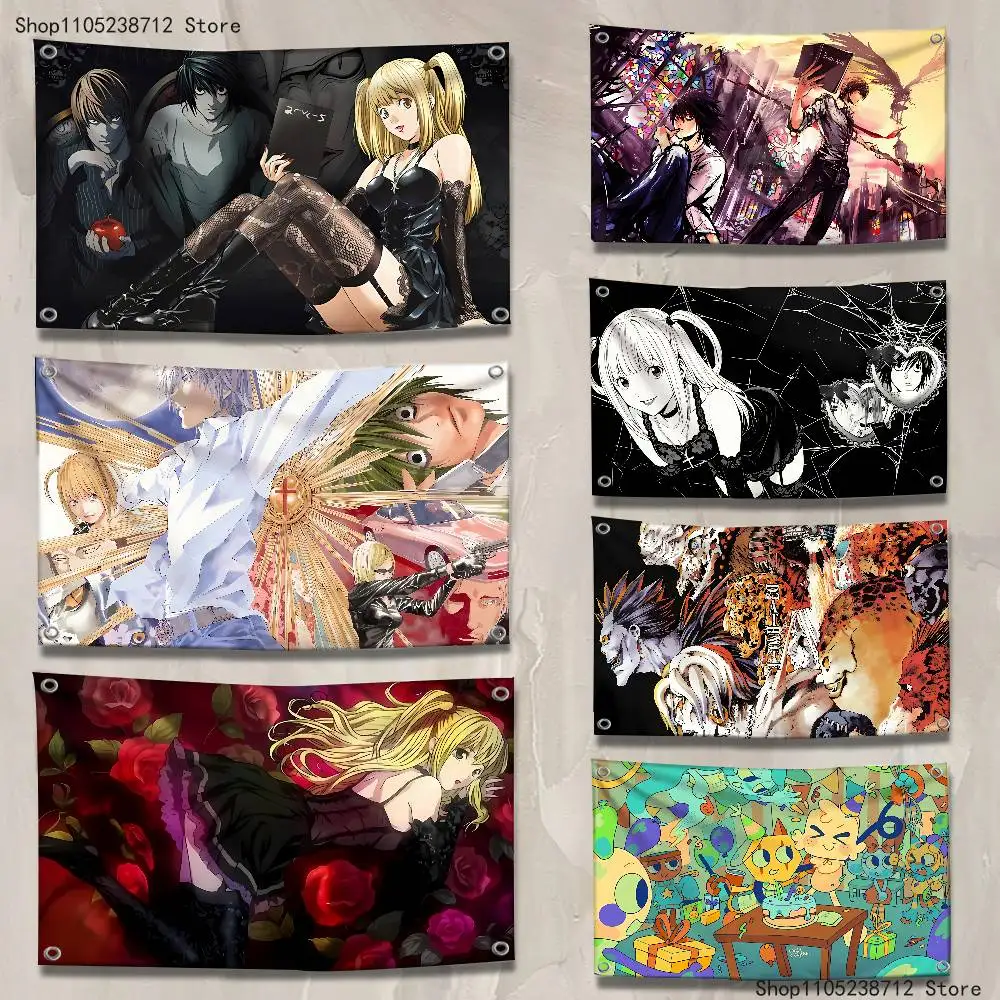 الكلاسيكية أنيمي D-الموت N-ملاحظات عالية الجودة العلم نسيج راية غرفة نوم غرفة المعيشة بار ديكورات للحفلات الاستخدام في الهواء الطلق