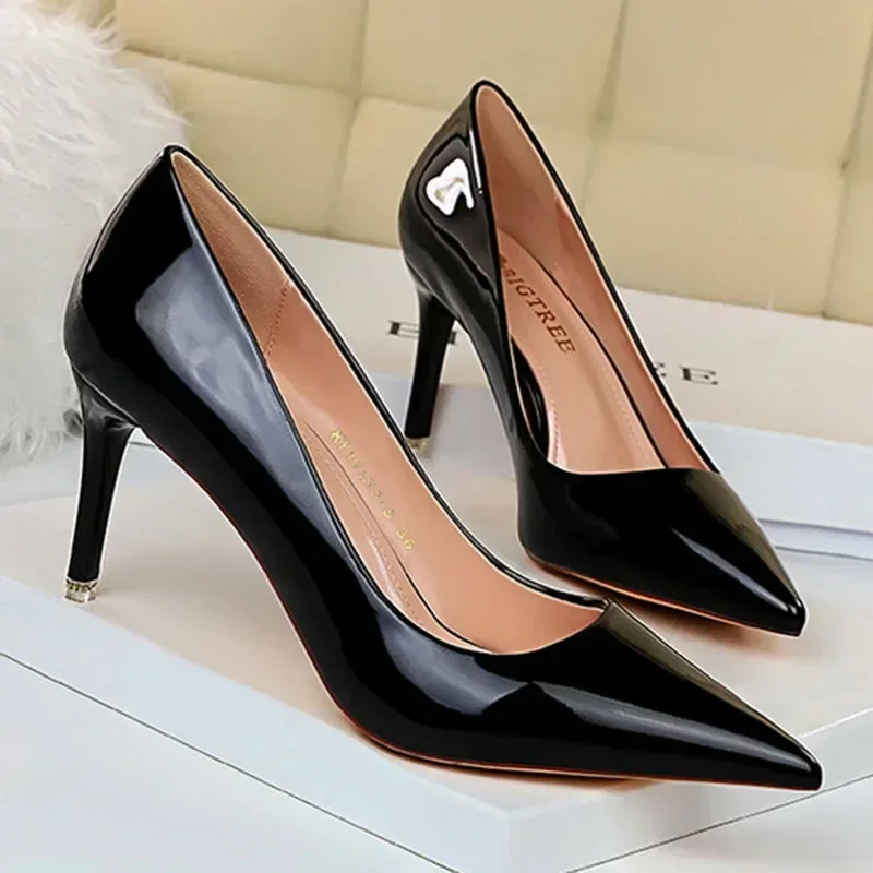 New Fashion High Heels Women Party Shoes Office Ladies Heeled Shoes Women Pumps Pointed toe Big Size 42 Thin Heel 7.5cm DX278