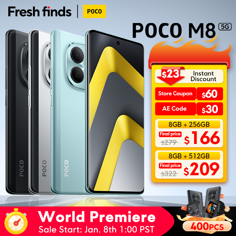  【World Premiere】POCO M8 5G Smartphone Global Version Snapdragon® 6 Gen 3 6.77" 120Hz Display 50MP Camera 5520mAh 45W NFC 