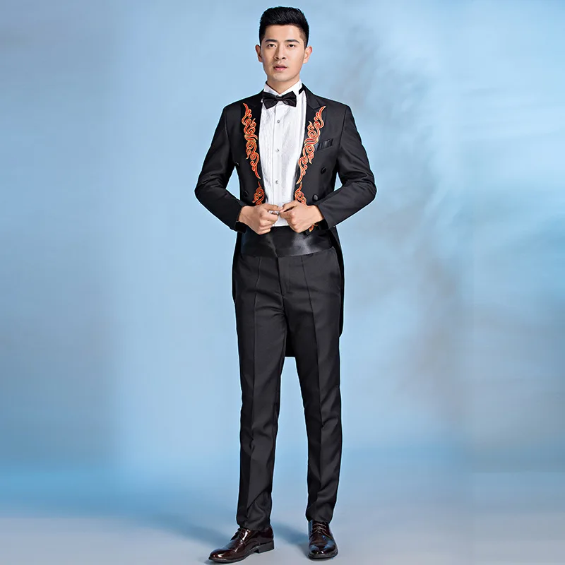 B239 New men's Performance Dress Set ricamato Tailcoat coro conducing banchetto Host Singer Dress