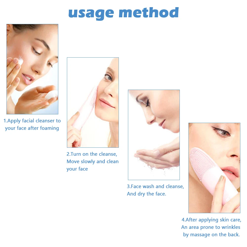 Electric Face Cleansing Brush Silicone Cleansing Instrument Wireless Skin Care Deep Washing Massage Brush Ultrasonic Pore Cleane