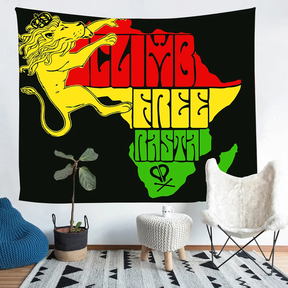 Rasta Rastafarian Tapestry, Lion Crown Flag Hippie Art Wall Hanging Tapestries for Living Room Bedroom Decor Banner