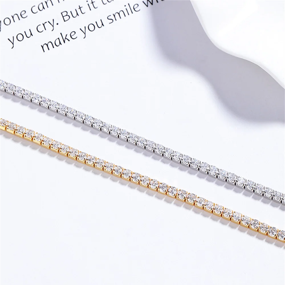 

925 Sterling Silver Full Zircon Bracelet, Korean INS Style, Row Zircon Niche Women's Jewelry
