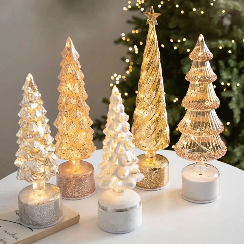 Multicolor Christmas Tree Light LED Lamp Glass Christmas Ambient Lighting Snow View Rotating Xmas Decorative Lighting