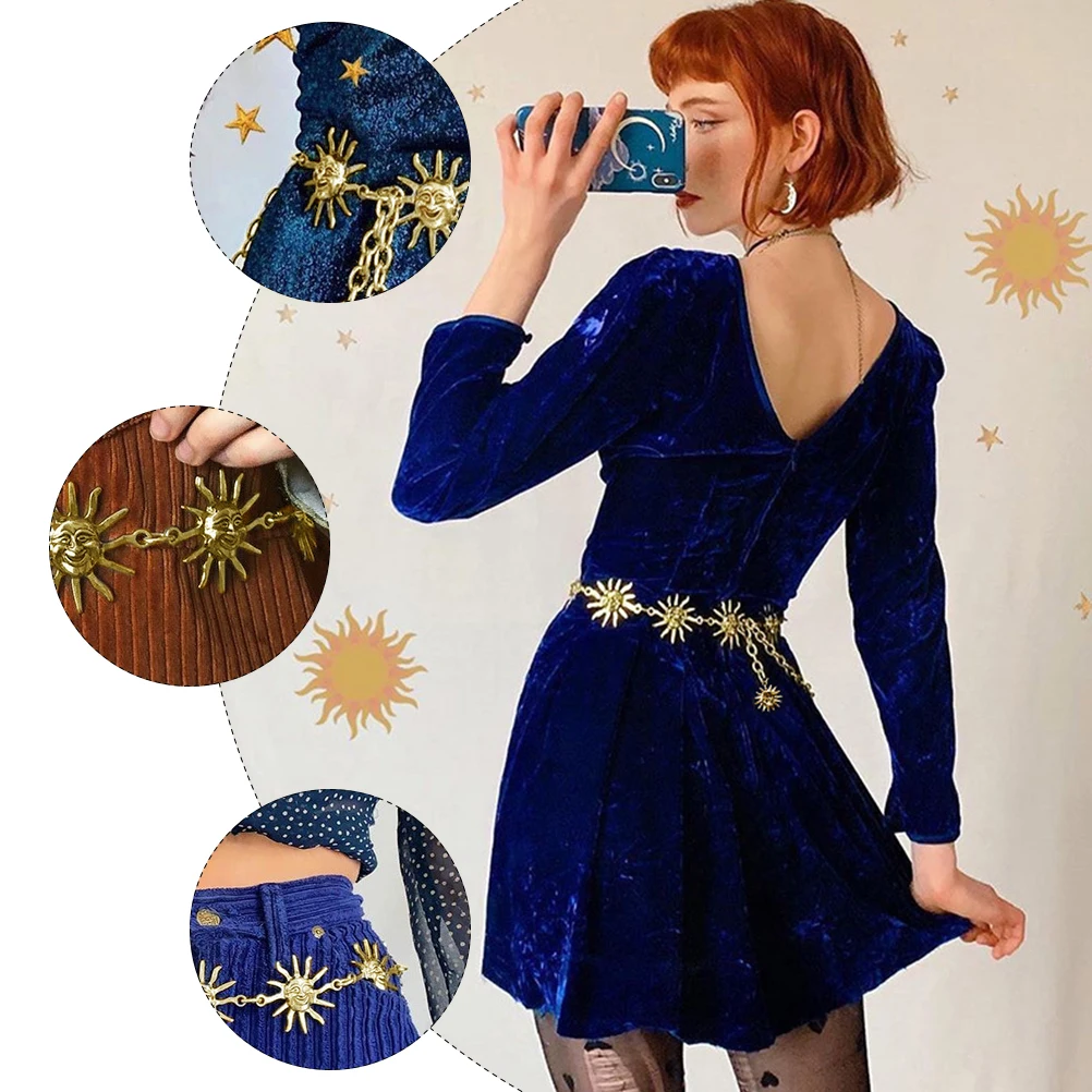 

Punk Waist Chain Stylish Chic Jewelry Accessory for Dress Bright Color Lightweight Design for Girls Punk Waist Chain