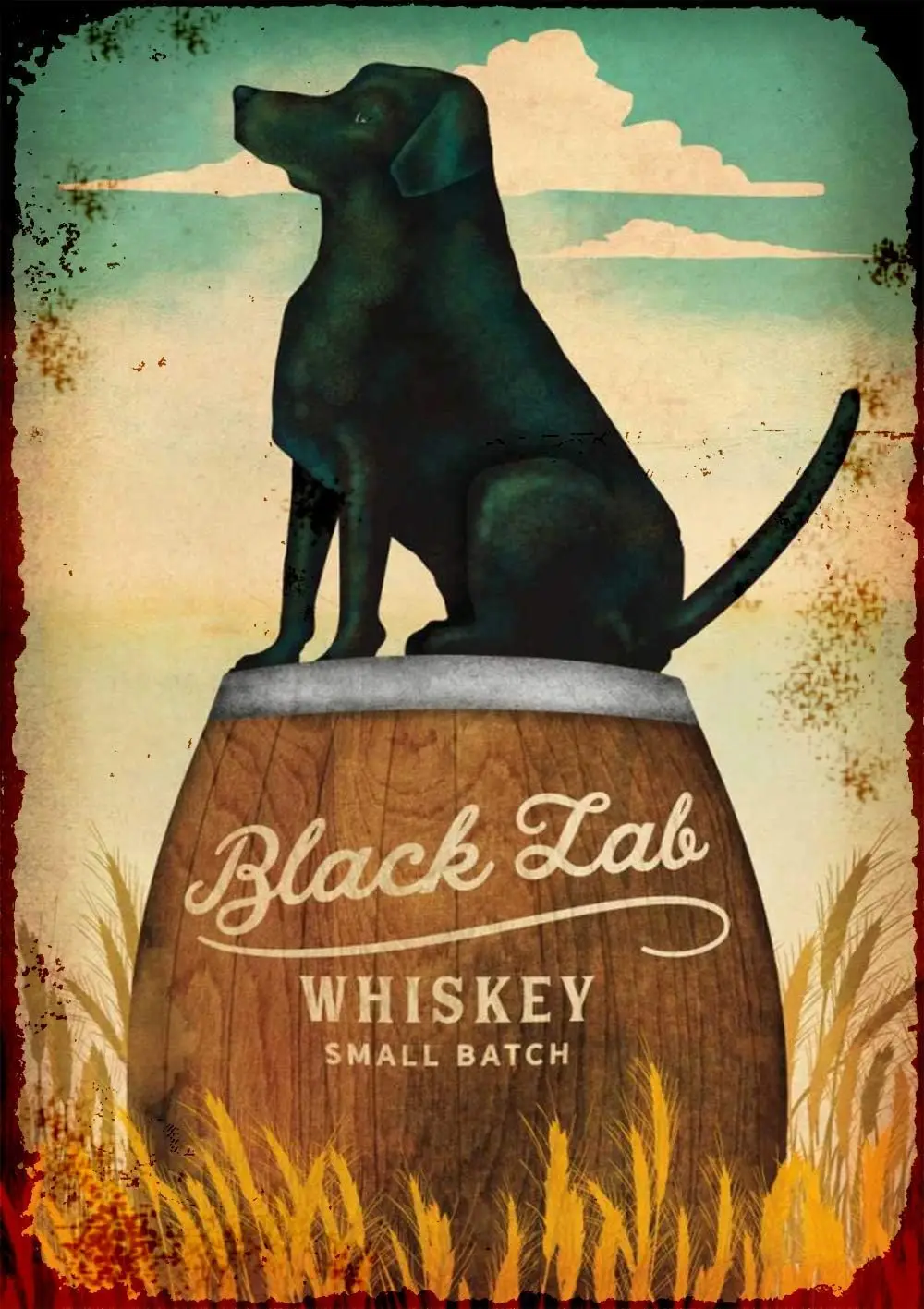 SmartCows Black Lab Whiskey Vintage Retro Rustic Metal Tin Sign Pub Wall Deor Art