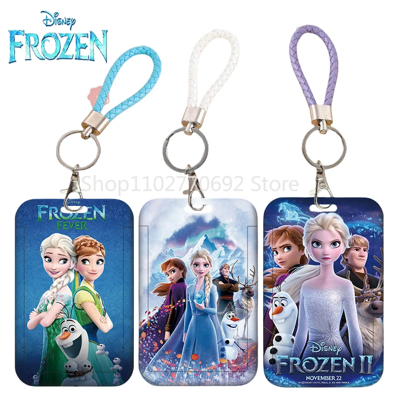 

Disney Princess Cartoon card holder Frozen 2 Elsa Anna Princess Anime Figures Kids Lanyard ID Card Holder Cover Pendant Keychain