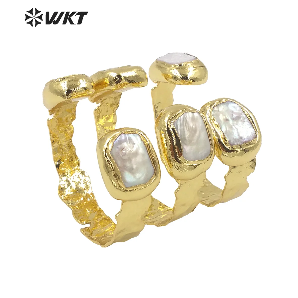 WT-MPB045 WKT Vintage Gold Electroplated Natural Pearl Bangle Women Luxuriant Lady Jewelry Bangle Bracelet