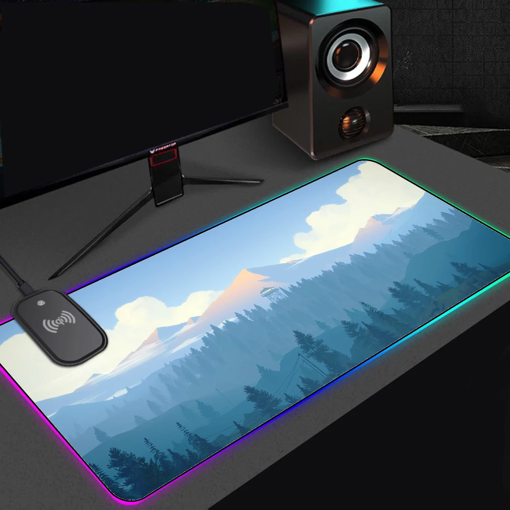 Imagem -04 - Floresta Profunda Pôr-do-sol Carregamento sem Fio Tapete do Mouse Montanha Tapete de Jogos Computador Mesa Mousepad Anime Tapete de Mesa Rgb