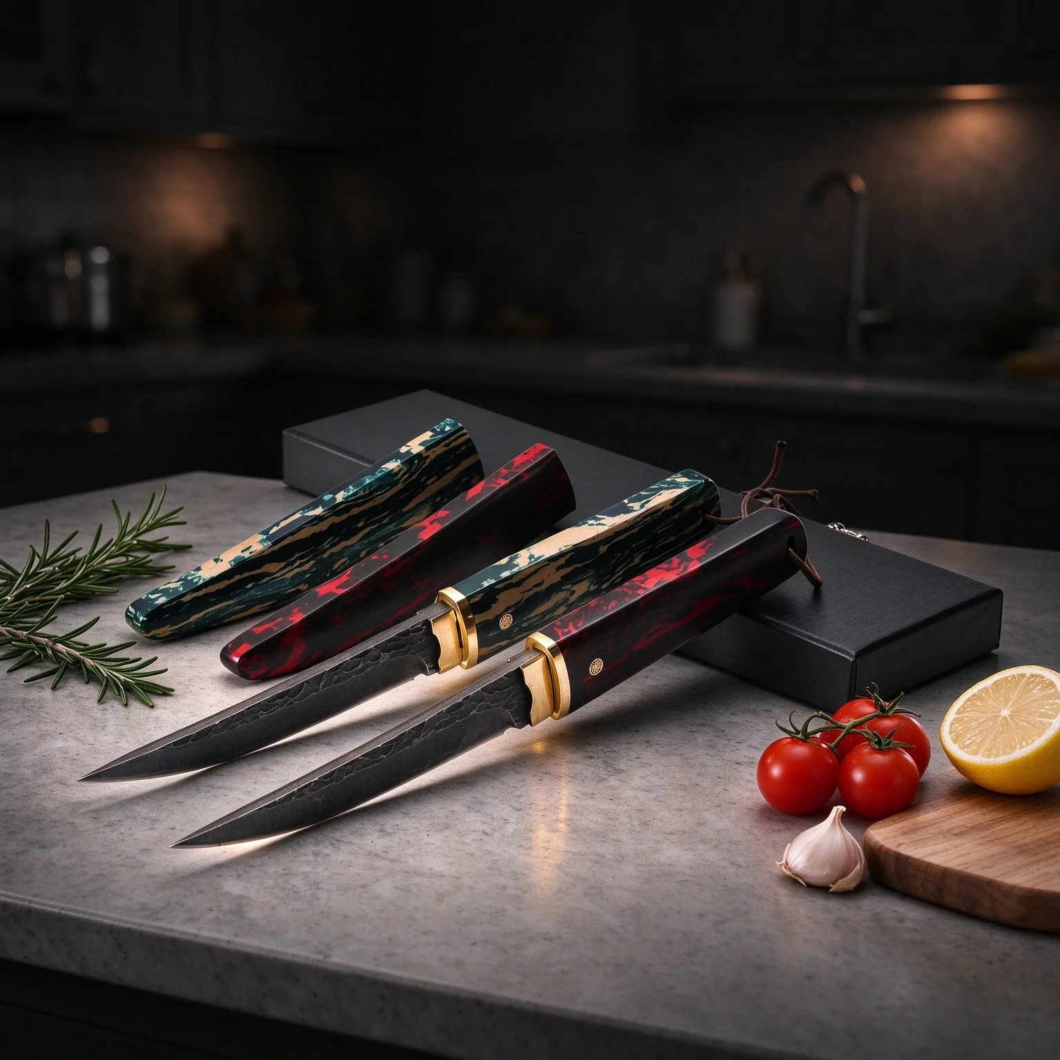 Professional kitchen knife sharp meat cutting and bone removal knife with knife sheath, high-end kitchen knife set with gift box