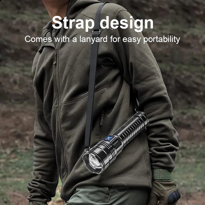 200000000LM Most Powerful LED Flashlight 1500W Rechargeable Flashlights Zoomable Tactical Torch Long Range 6000m Outdoor Lantern