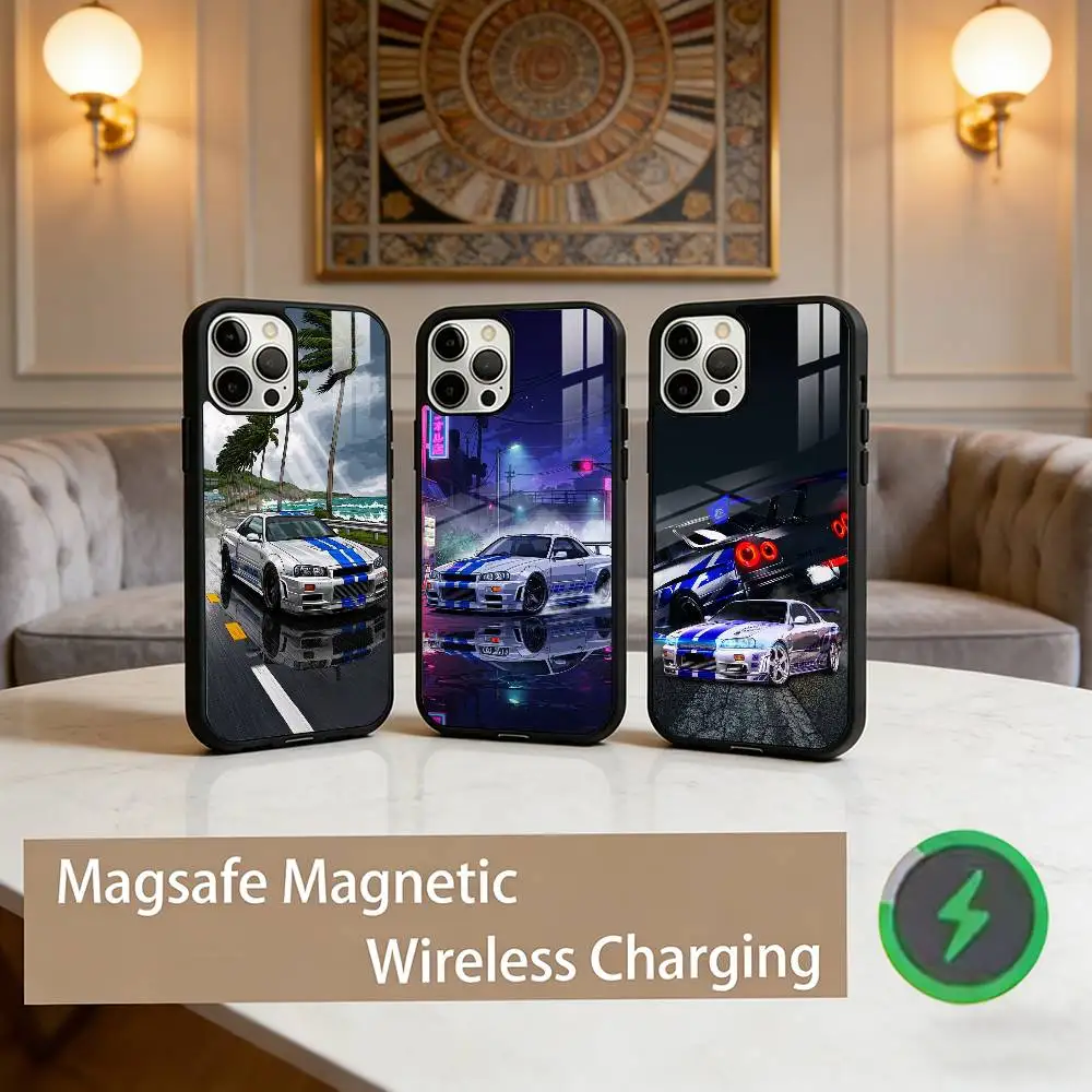 

F-Fast And F-Furious R-R34 Phone Case For iPhone17,16,15,14,13,12,11 Plus,Pro Max Magnetic For Magsafe Wireless Charging