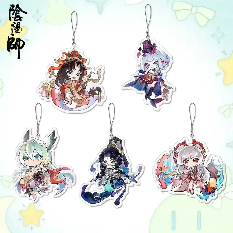 5Pcs Onmyoji Daitengu Q version Picture Mobile Phone Chain Acrylic Cellphone ChainFor Phone Lanyard Keychain