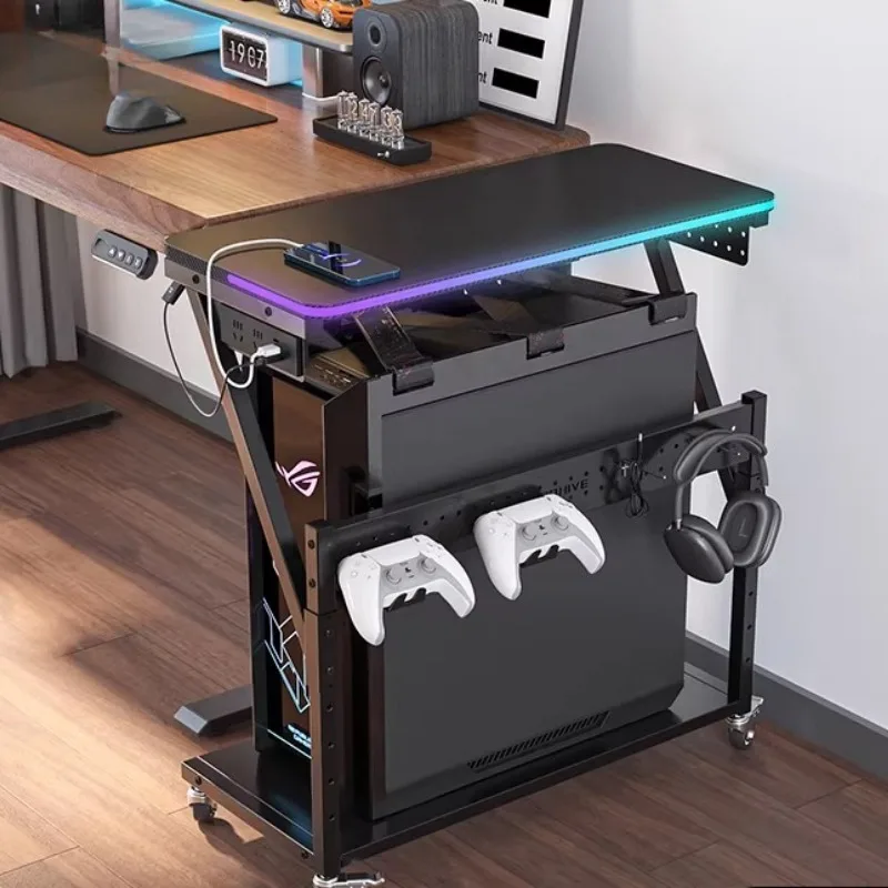 

Double-Layer Elevated PC Case Stand with Wheels Storage Holders Large Mid-Tower Computer Chassis Universal Adjustable CPU Holder