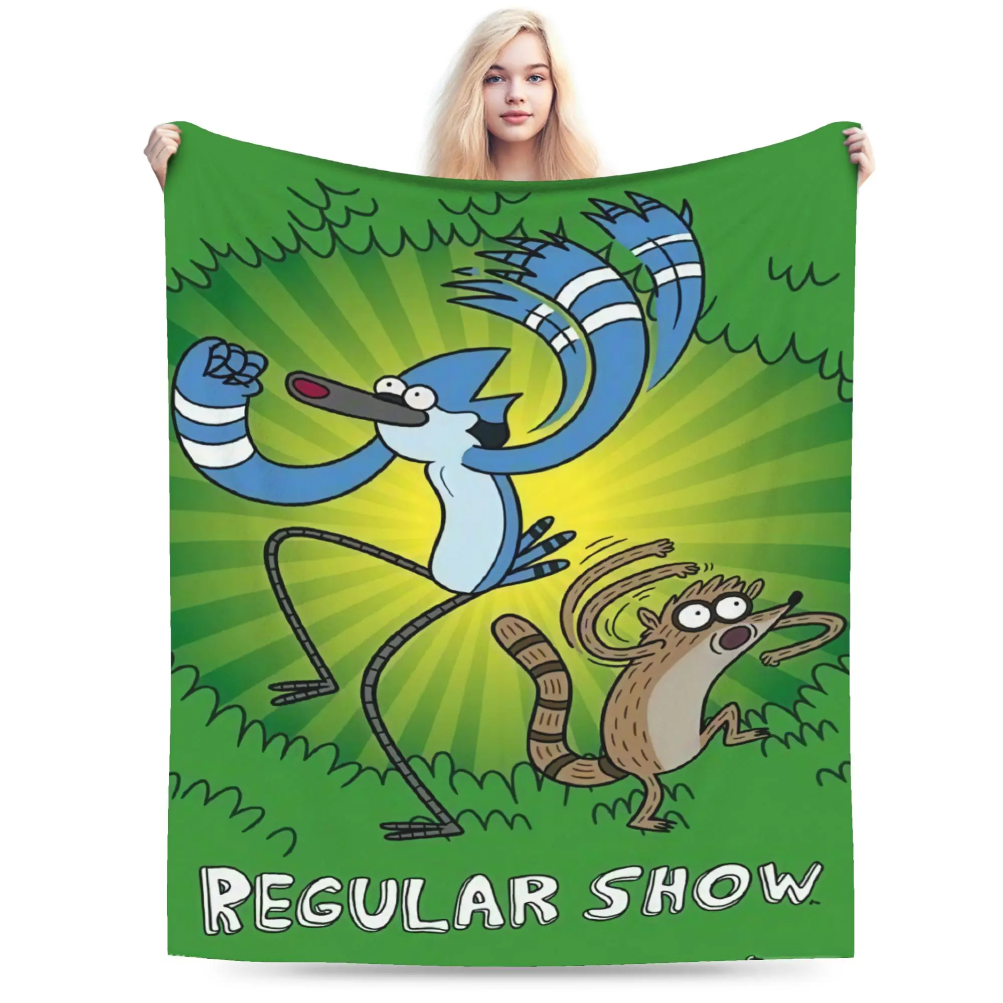 Mordecai And Rigby Regular Show Cartoon Soft Blanket Plush Throw Blanket Fluffy Couch Chair Flannel Bedspread Sofa Bed Cover