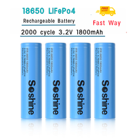 Soshine 3.2V 1800mAh Rechargeable Battery High Quality 3.2V 18650 LiFePo4 Battery 18650 1800mAh Batteries for Charge 2000 Cycle