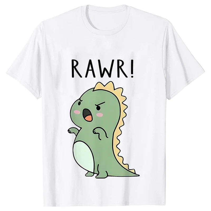 Cute Cartoon Dinosaur Graphic Print Tops Female T-shirt Casual Crew Neck Short Sleeve Tees Harajuku Ulzzang Women's Clothing image 4