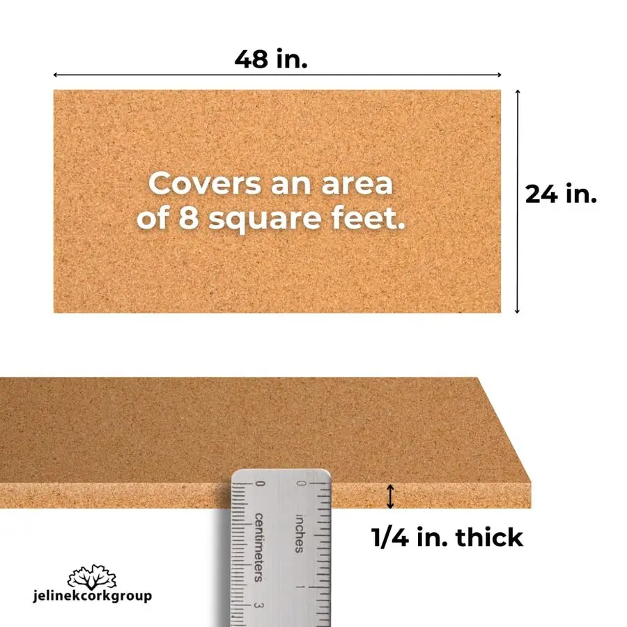 Rolo grosso do quadro de avisos da cortiça 24 x 48 x 1 4 polegadas