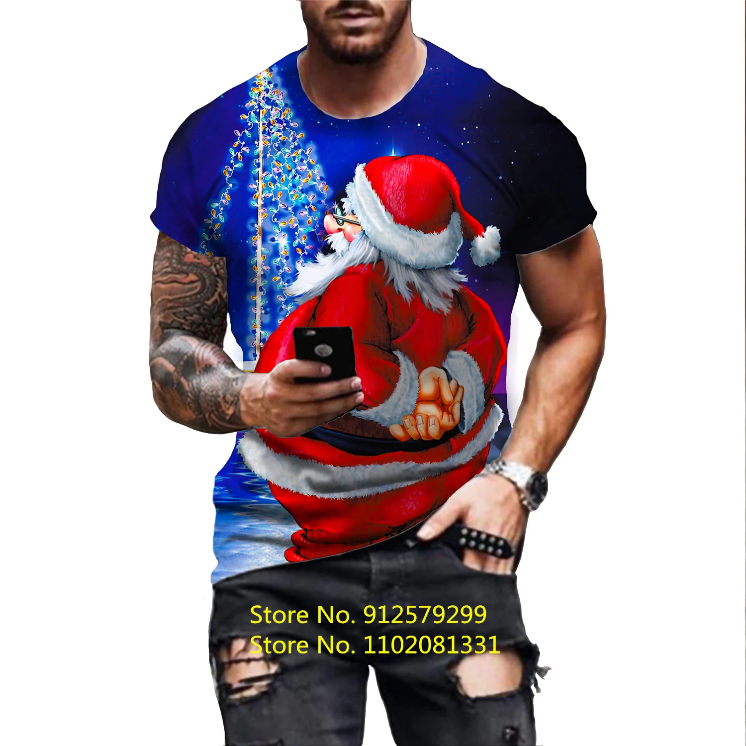 

New Fashion Christmas 3d Short Sleeved Santa Claus T Shirt Men/Women Casual Round Neck Sportswear Top