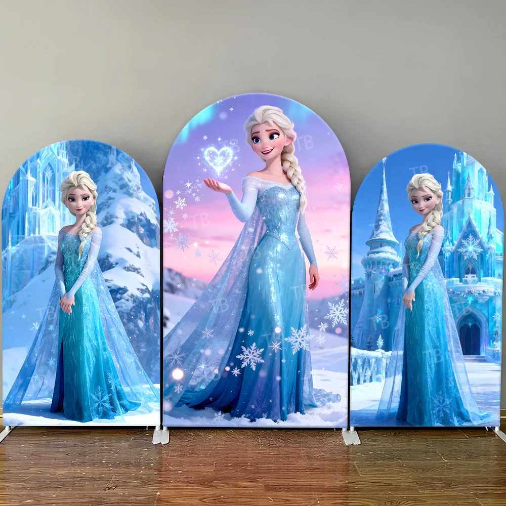 

Disney Frozen Elsa Arch Backdrop Cover Castle Elements Sparkling Photo Booth Props for Girls Birthday Parties&Home Decoration
