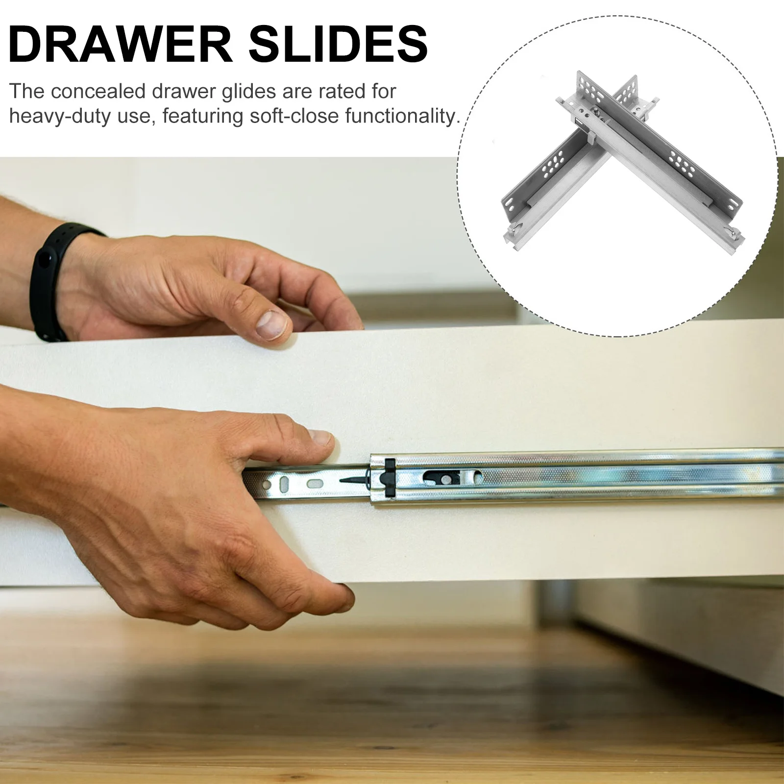 

2Pcs Drawer Slides Heavy Duty Cold Rolled Steel Full Extension Soft Close Silent Cabinet Rails Replacement Buffer Damper Rails