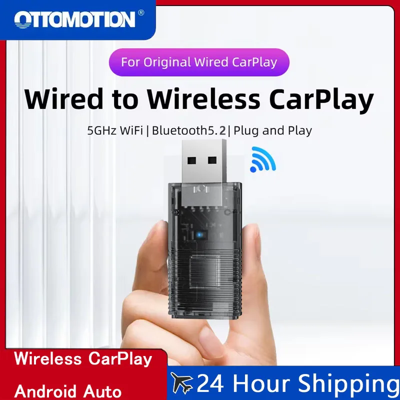 New Wireless Carplay Android Auto Wireless Adapter Smart Dongle 2in 1 5G Wifi&Bluetooth 5.2 For Wired CP AA Connect Plug&Play 