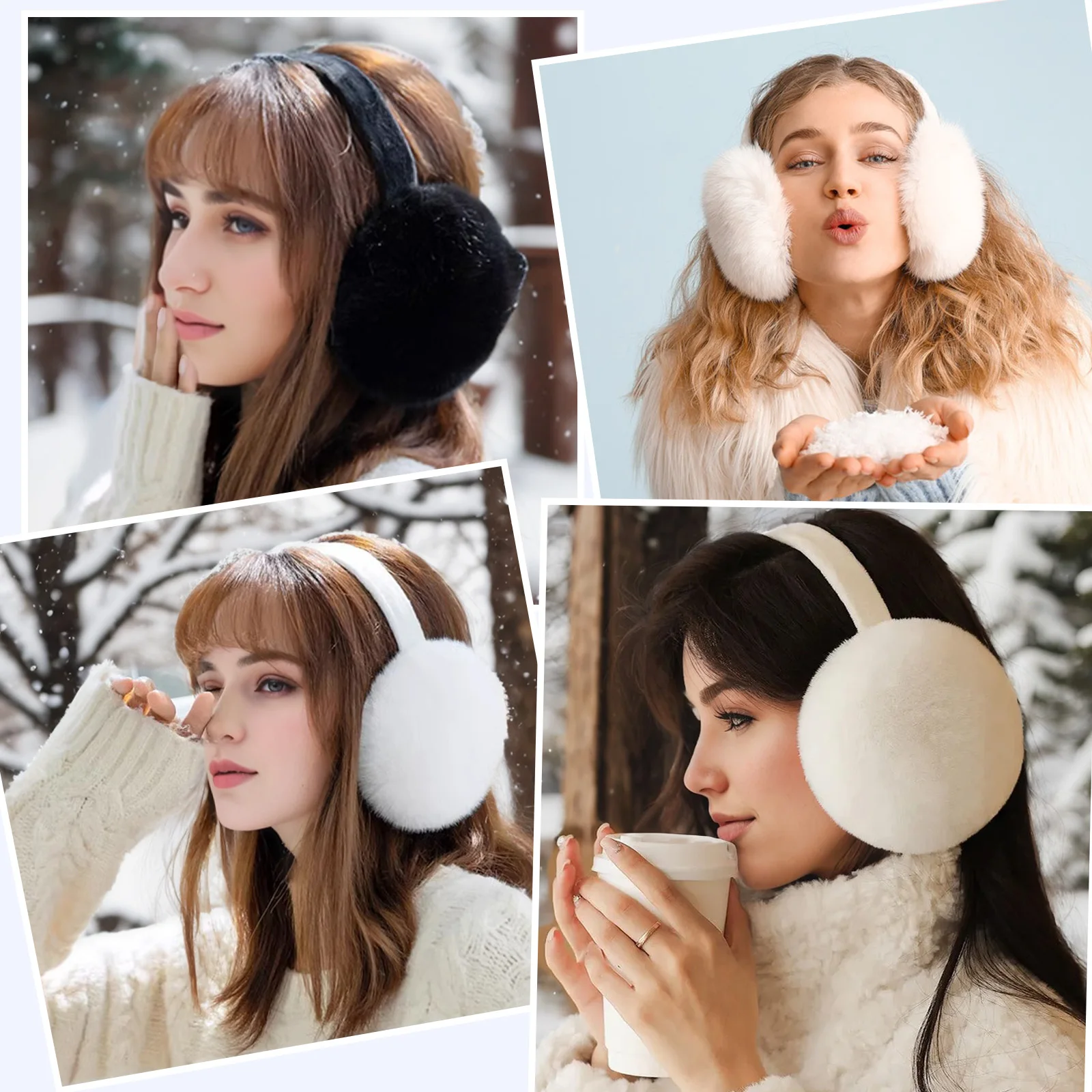 2PCS/SET Faux Fur Ear Warmer Soft And Comfortable Foldable And Portable Windproof And Warm Winter Earmuffs