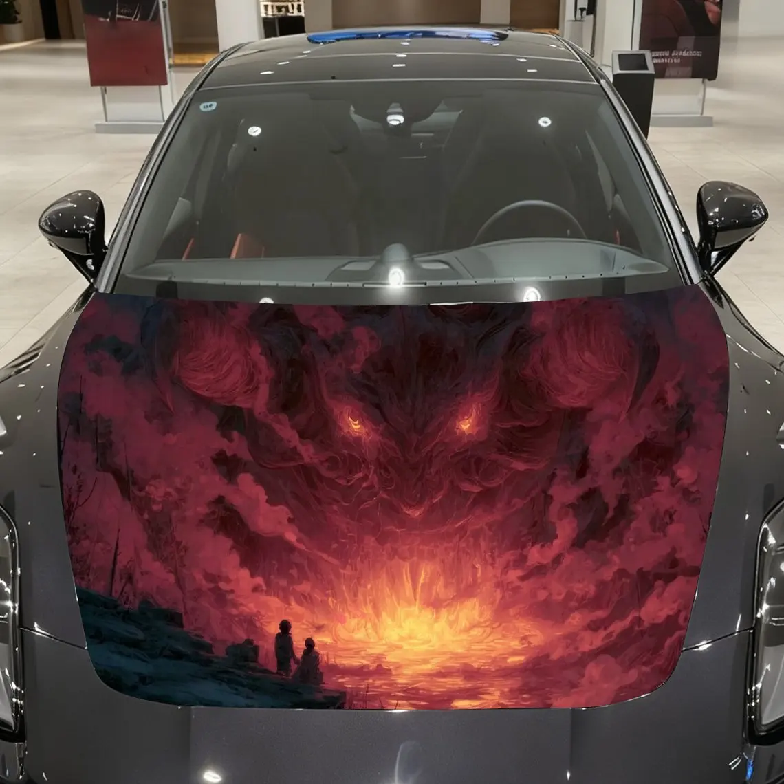 

Infernal hellfire demon Car hood packaging sticker, PVC material, self-adhesive waterproof, anti-slip paint, car exterior decor