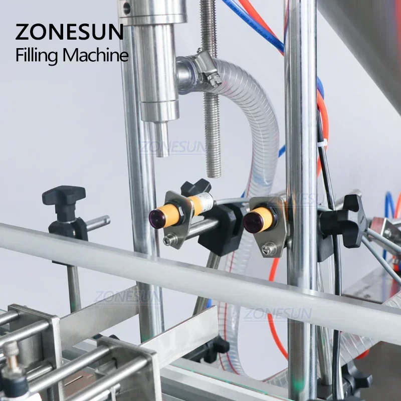 ZONESUN ZS-GY1C Pneumatic Automatic Liquid Paste Filling Machine Cream Chocolate Juice Perfume With Conveyor Bottle Filler