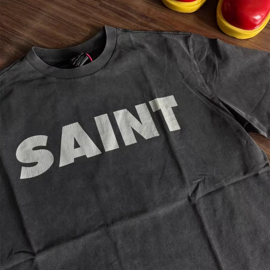 T-shirt unisexe en tissu épais avec logo classique SAINT pour hommes et femmes