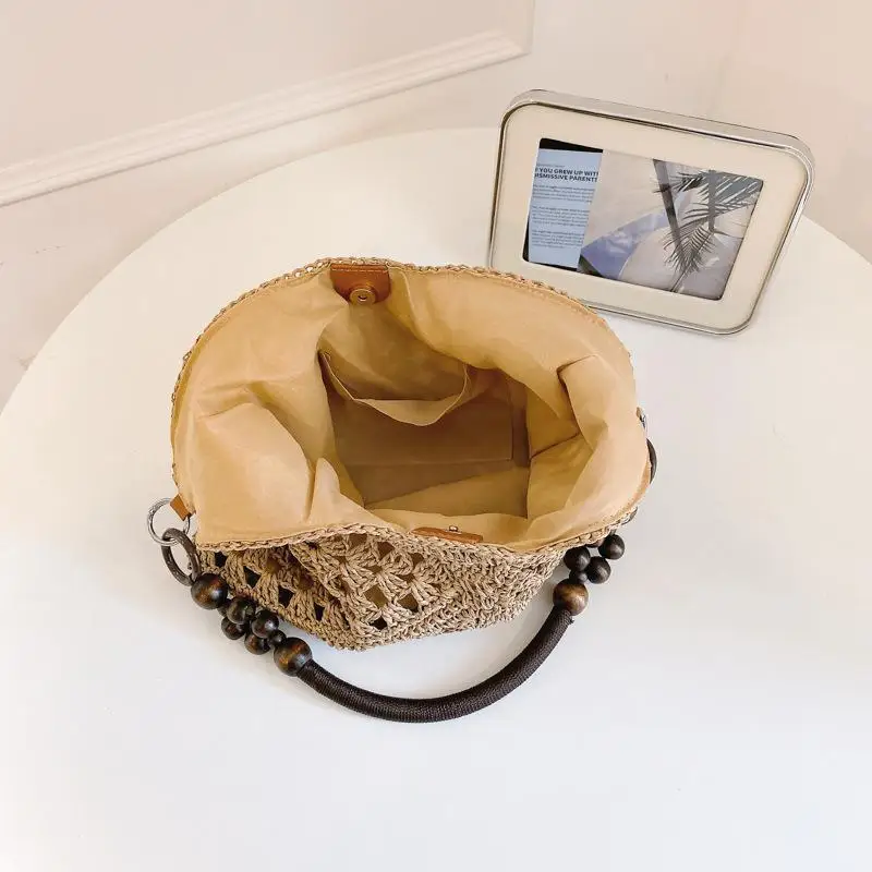 Bohemian Woven Tote Bag Lazy Comfortable Durable Strap Summer Beach Vacation Shoulder Bag for Women Weekend Getaway