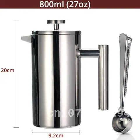 

Top-rated French Press Coffee Maker - 304 Stainless Steel Double Wall - Maintains Hot Brewed Coffee or Tea - 3 Sizes with Seali