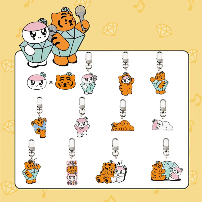 KPOP Idol Group ST Acrylic Keychain Cartoon Tiger Pendant Keyring Fans Collection Jewelry Gifts Cute Key Chain