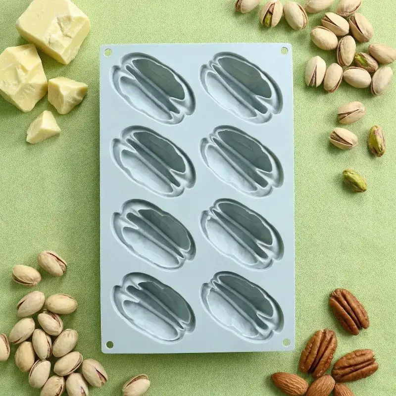 Nonstick 6Cell Pistachio Pecan Coffee Bean Silicone Mousse Cake Mold for Handmade Chocolate Baking Kitchen Party Use