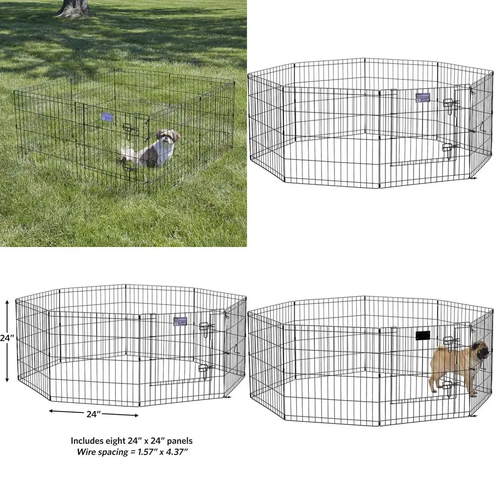 

Прочный металлический вольер для собак с надежной дверцей, 16 кв. футов (пространство для использования в помещении/на улице), высота 24 фута, черное электрооцинкованное покрытие