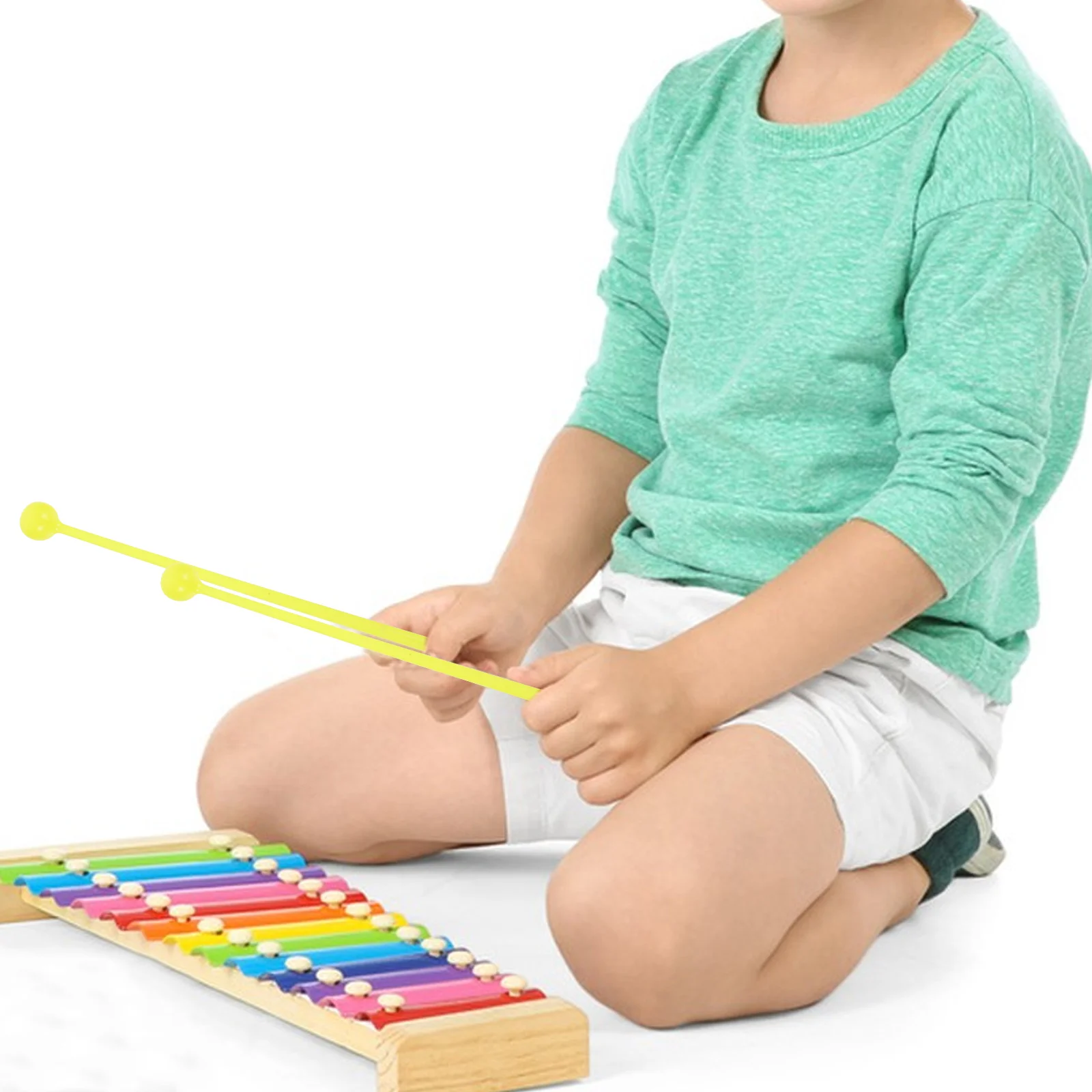 1 Bag 16pcs Kids Drum Stick Drum Hammer Children Teaching Aids Handheld Drum Stick for Kids (Yellow)