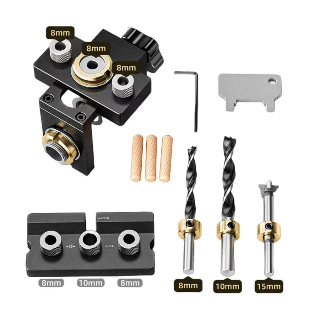 Houtbewerking 3-in-1 plugmalkit - Verstelbare houten pluggenpunchzoeker Aluminium zakgatmal, gereedschap voor kastgatboor