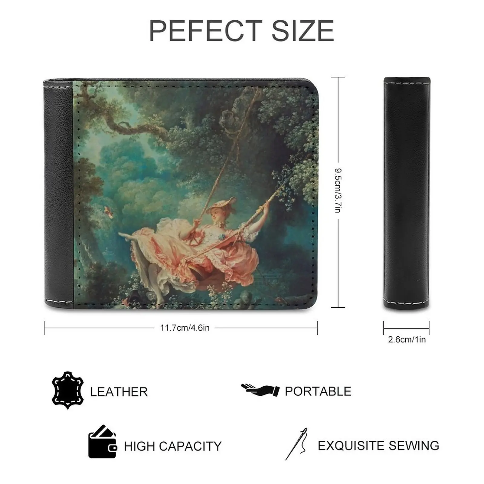 The Swing Painting-Jean-Honoré Fragonard Leather Wallet Men's Wallet Diy Personalized Purse Father'S Day Gift Swing Jean Honore