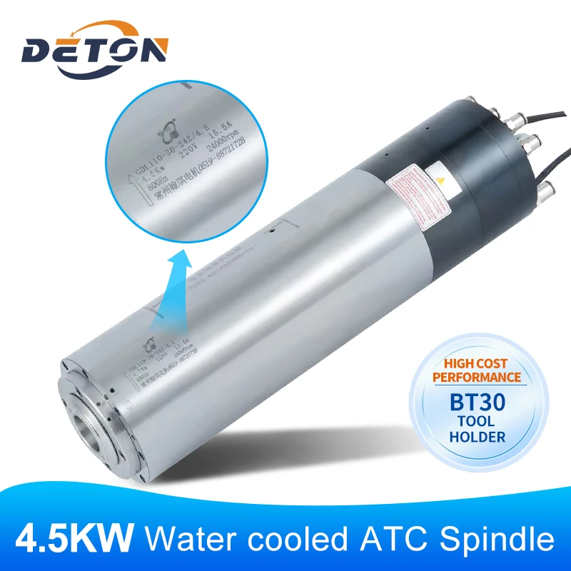 

ATC CNC Spindle 4.5kw BT30 Water-cooled Spindle 220V 380V Automatic Tool Change Spindle Motor For CNC Milling Machines