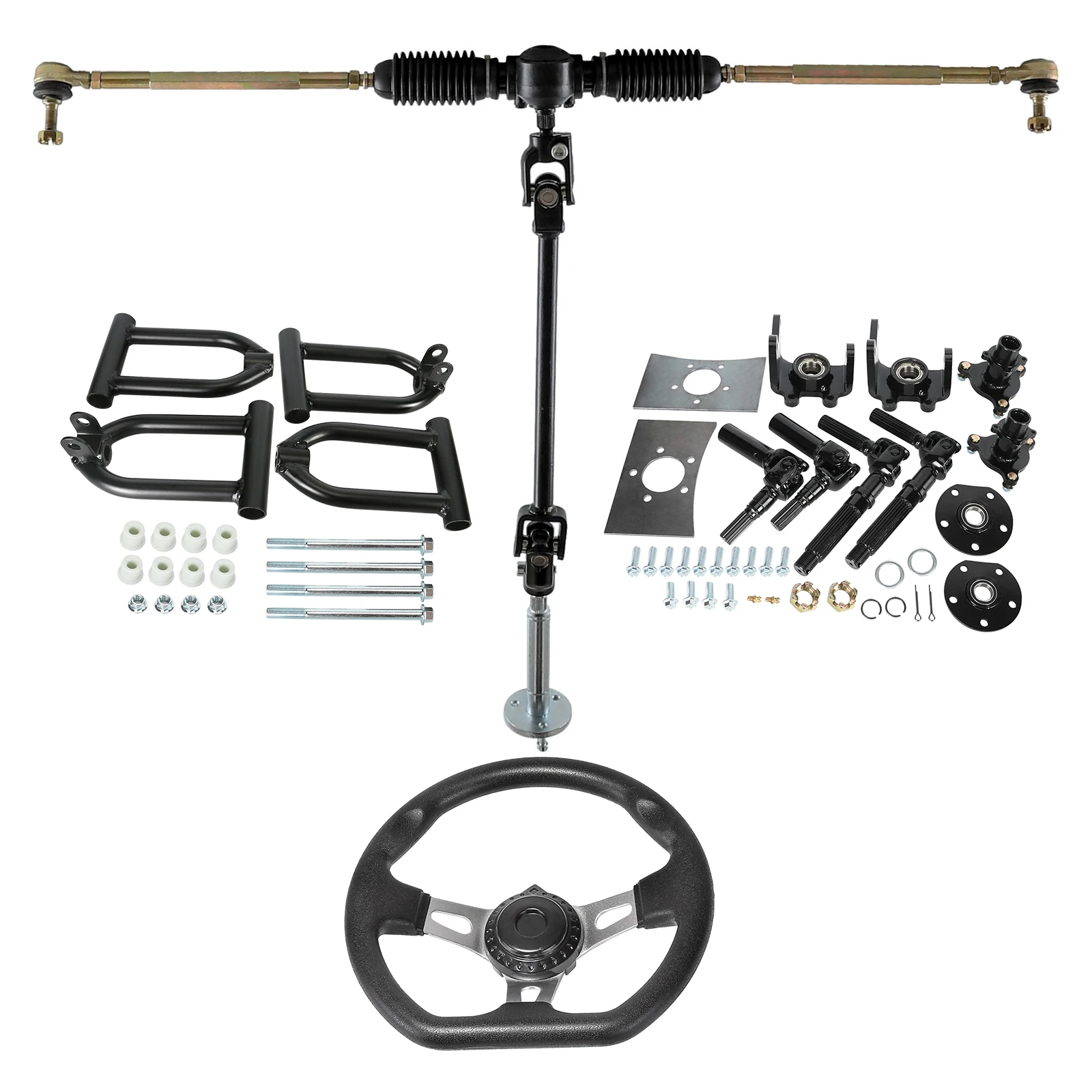 

Комплект передней оси 4-колесного привода, полуось в сборе, рулевая тяга маятника и рулевое колесо для картинга, квадроцикла, багги