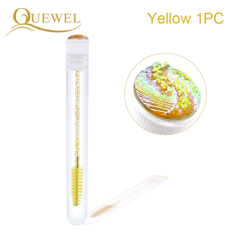 Quewel Crystals Reusable Eyelash Brush 1Pc Separate Tube Design Eyelashes Extension Eyebrow Brushes Applicator Sparkling Tool