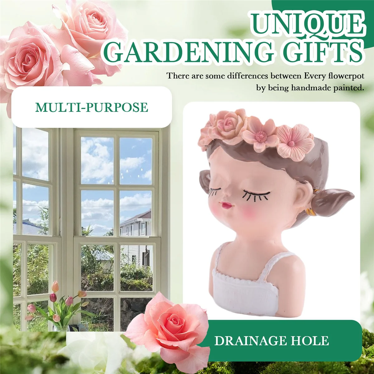 질적 작은 요정 즙이 많은 식물 냄비 키트 배수구 4 인치 실내 선인장 냄비 독특한 귀여운 꽃병 장식 A