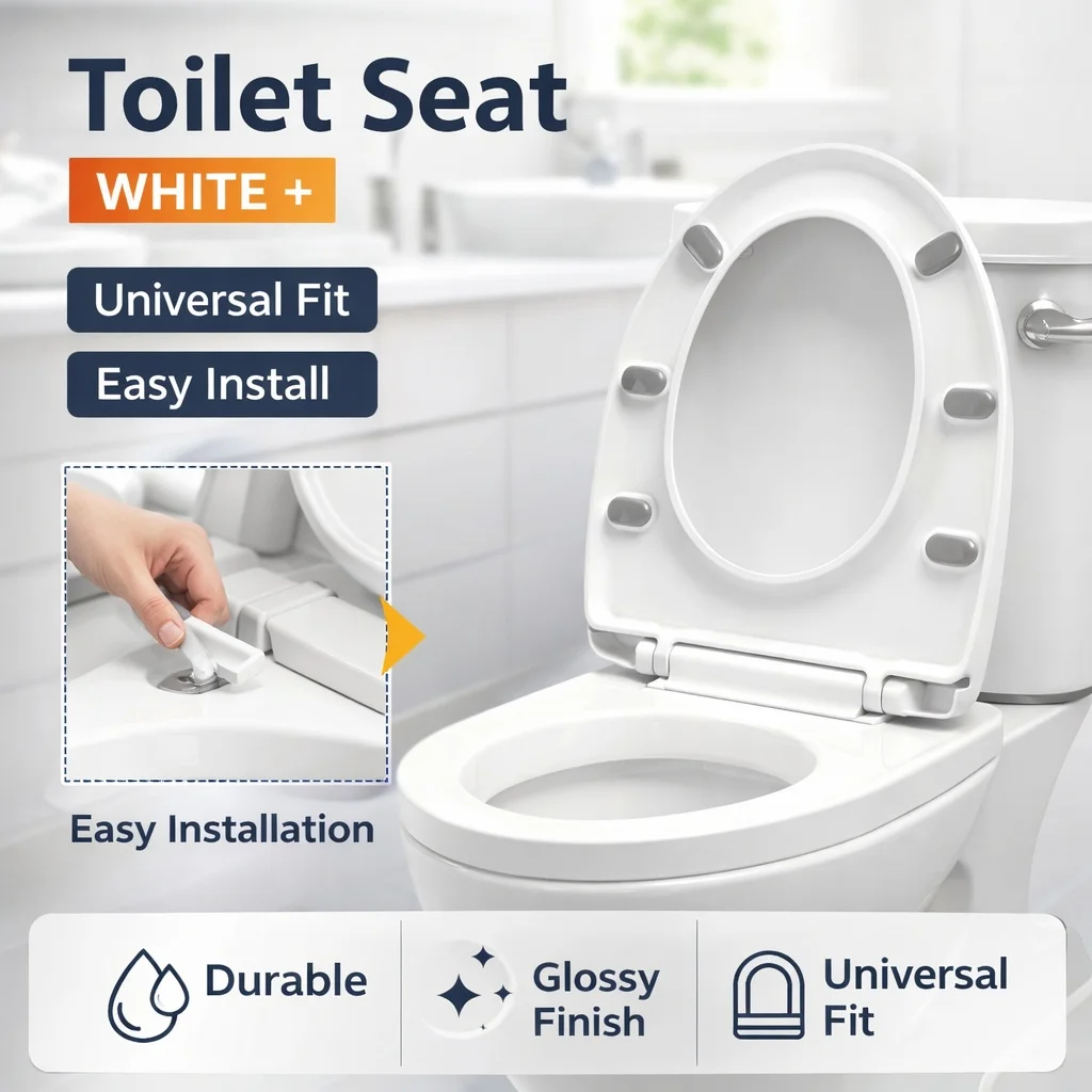 

Universal Fit Toilet Seat, All Scenes Application, Smooth Surface Design, Long Lasting Use