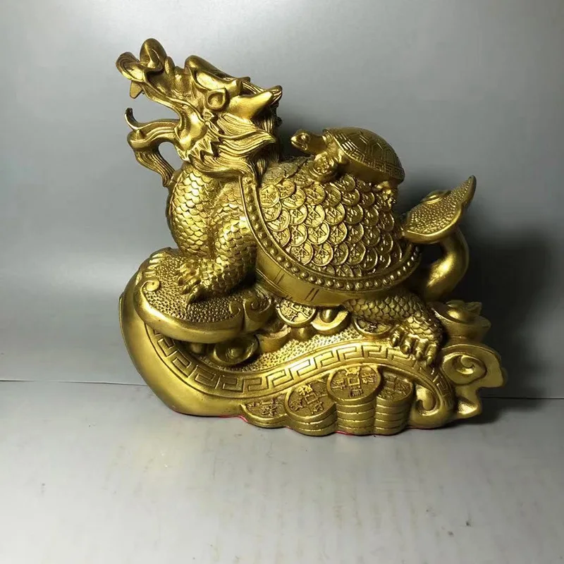 Brass Auspicious Dragon Turtle Ornament8Mother-and-child dragon turtle and money turtle home living room bronze ornaments