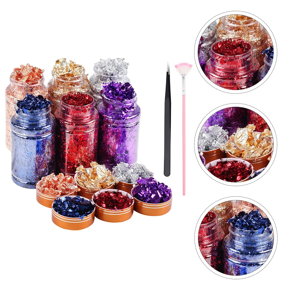 1 مجموعة الذهب احباط رقائق مسمار ديكور فني فاخر لامعة الترتر لطلاء الحرف اليدوية مانيكير ملصق DIY مستلزمات الأظافر #4