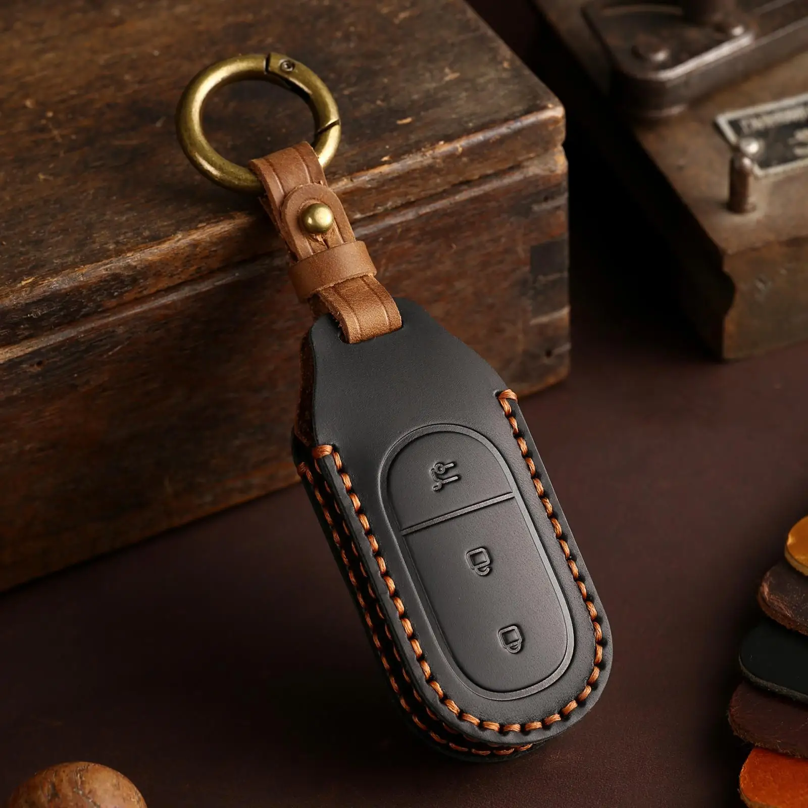 

For Leapmotor C11 / S01 / C01 Hallmo Genuine Leather Car Key Cover