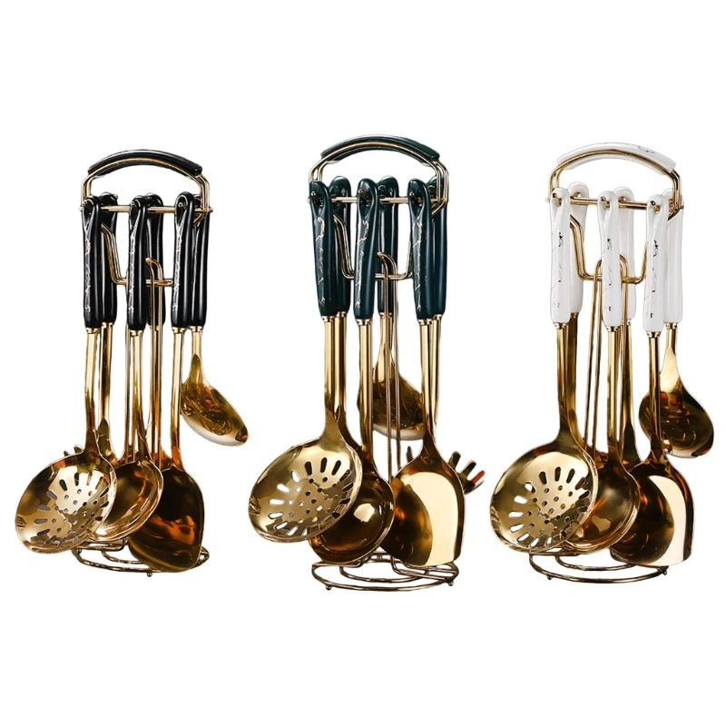 

7Pcs Kitchen Utensils Set Stainless Steel Cooking Utensils Set Heat Resistant