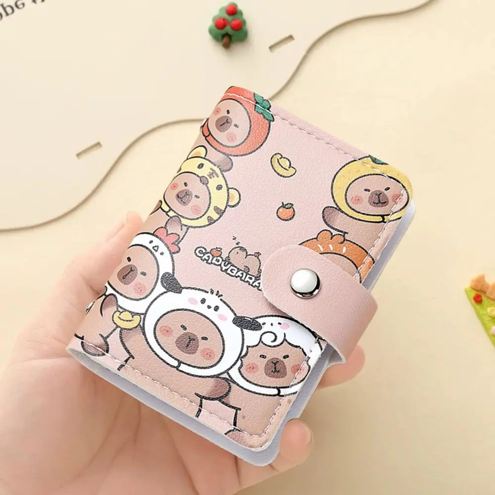 New 20 Card Pockets Women Wallets Large Capacity PU Leather Capybara Coin Purse Waterproof Lightweight Business Card Case
