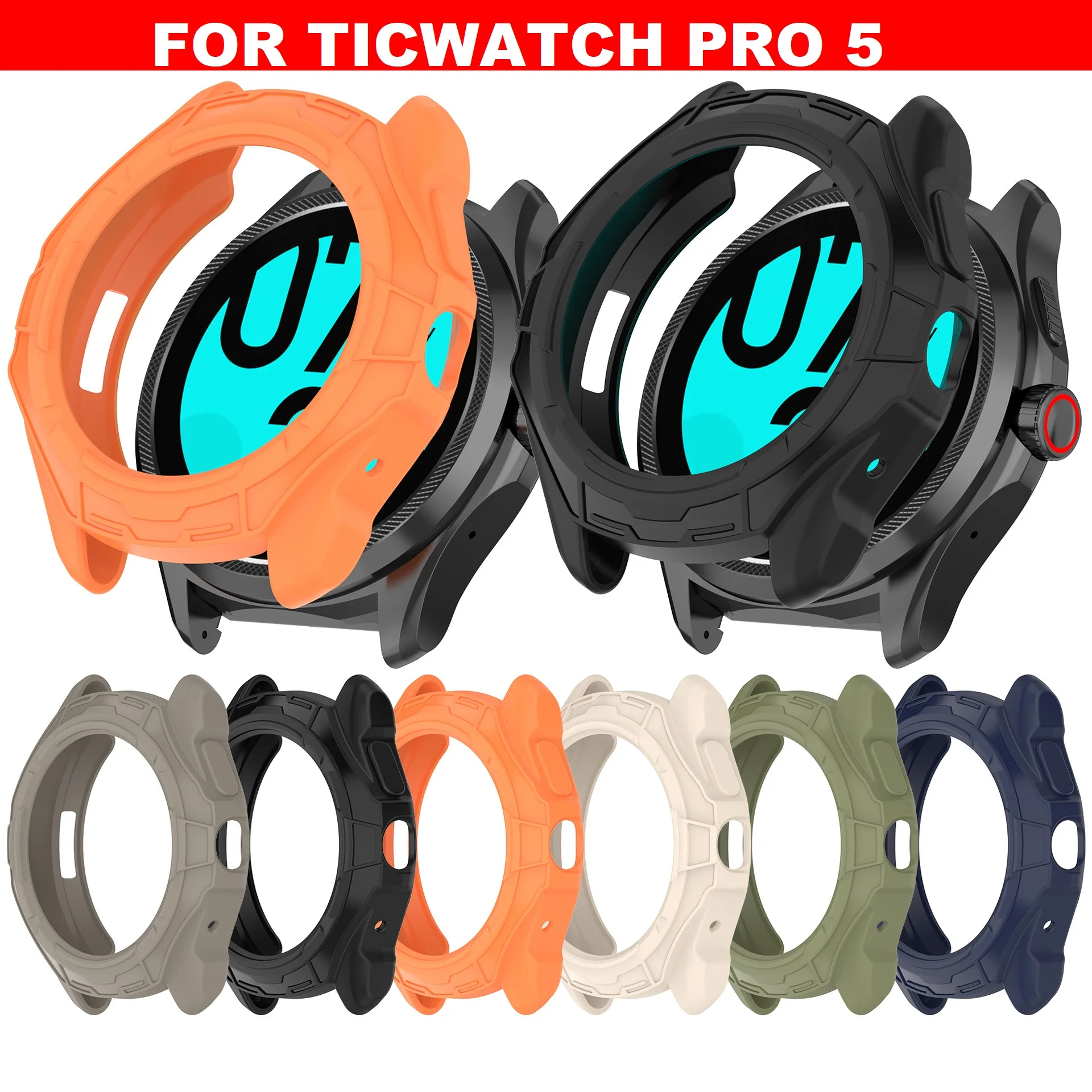 

30PCS TPU Protective Case for Ticwatch Pro 5 Smartwatch Soft Bumper Shock-Proof Protector Cover